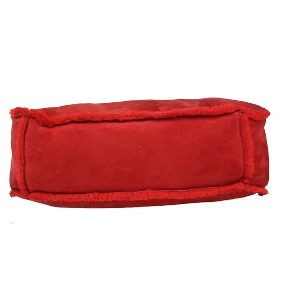 CHANEL CC Logo Hand Tote Bag Suede Shearling Fur Red GHW France 86KA838 - Picture 6 of 15